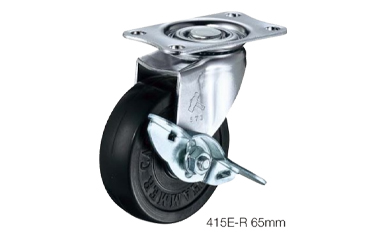 ハンマーキャスター 415E (φ40～150)(プレート式・自在・ストッパー付)(クロームメッキ)